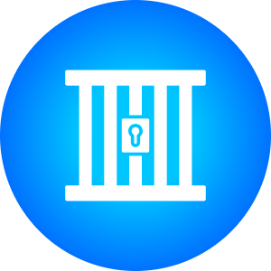 Graphic of a fence with a lock against a blue circular background