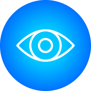 Graphic of an eye against a blue circular background