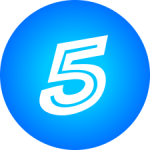 Graphic of a number '5' against a blue circular background